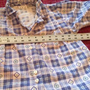 Vintage Girls Flannel shirt, blues plaid, L 6x